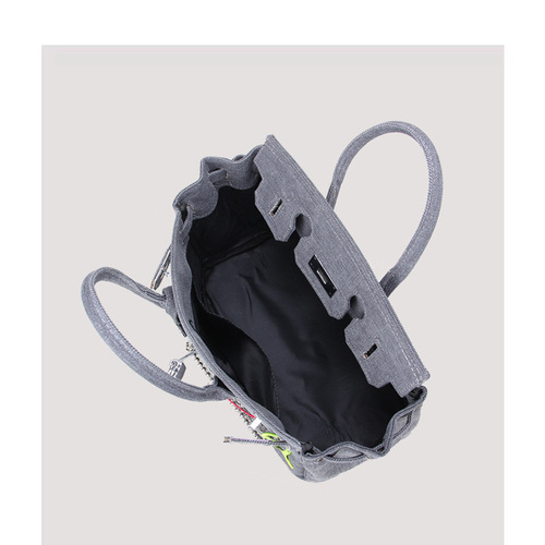 Spoof pin buckle retro old rag beggar canvas bag 2024 new platinum Kelly bag hand-held crossbody bag