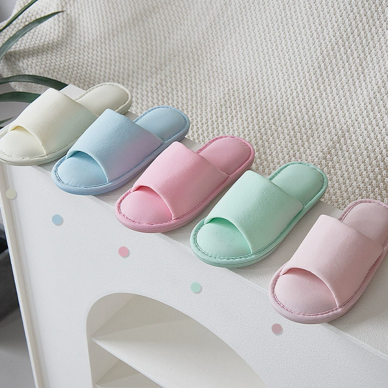 Женские сандалии из шифоновой ткани, домашние тапочки, сочетание цветов, милые и дышащие женские тапочки для пар, удобные женские тапочки на весну.