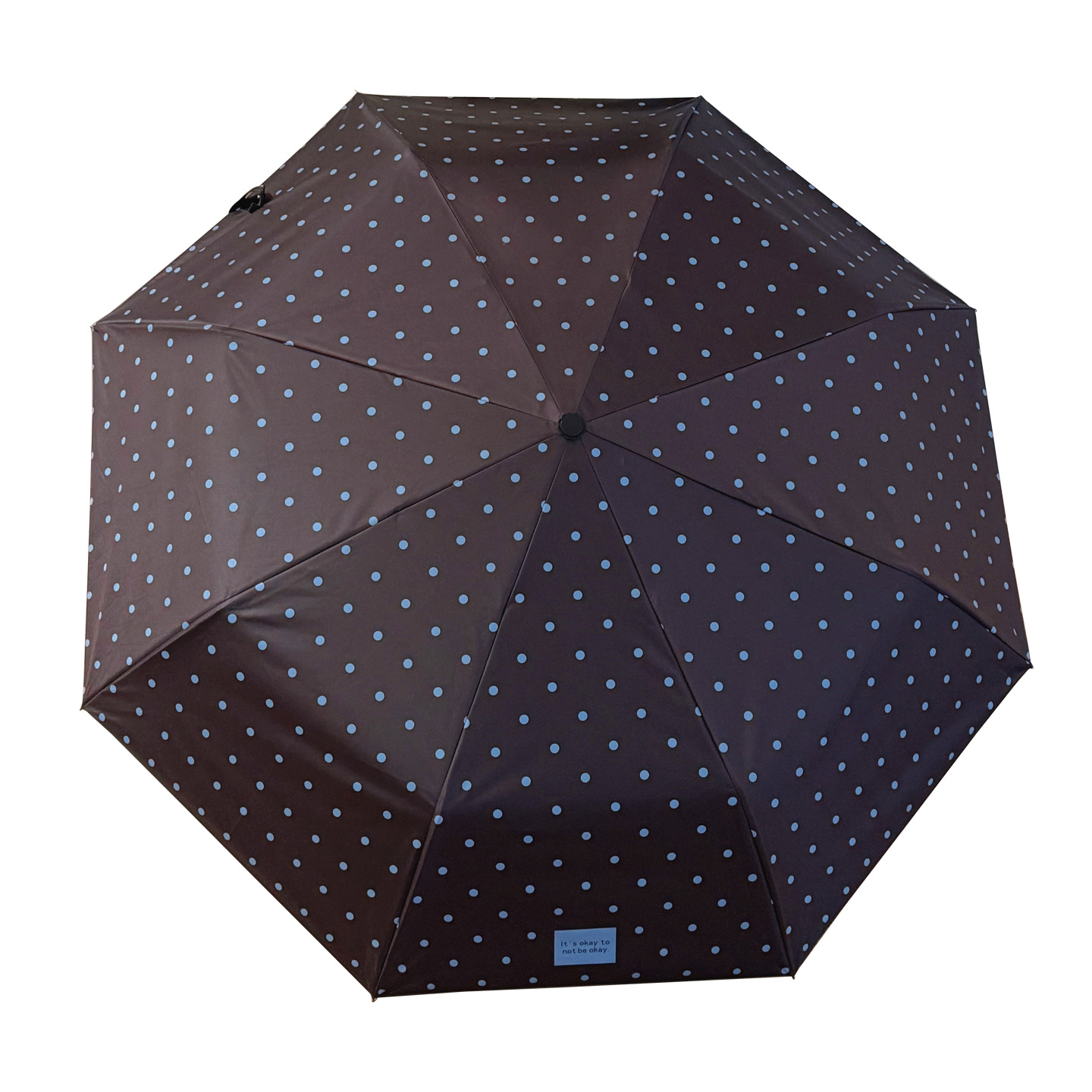 Polka Dot Black Coating UV Protection Sunshade Top Quality Foldable Korean Fresh Style Dual-Use Umbrella For Sun And Rain_voghion.com