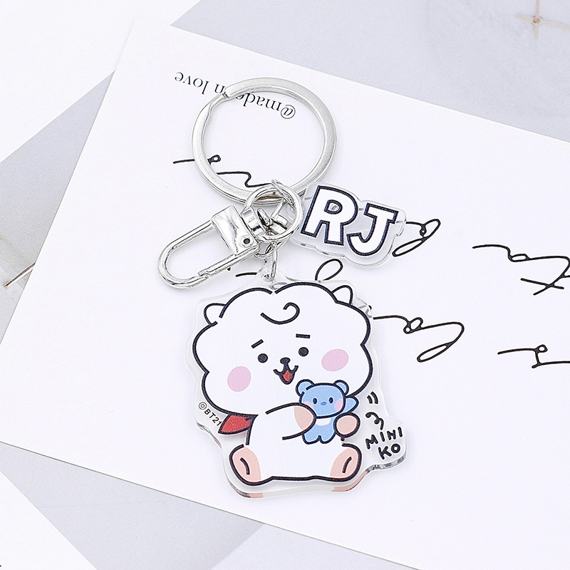 韓国版ボーイズグループ BT21 漫画キーホルダー男性と女性のカップル RJ TATA バッグ車のキーホルダーペンダント|undefined