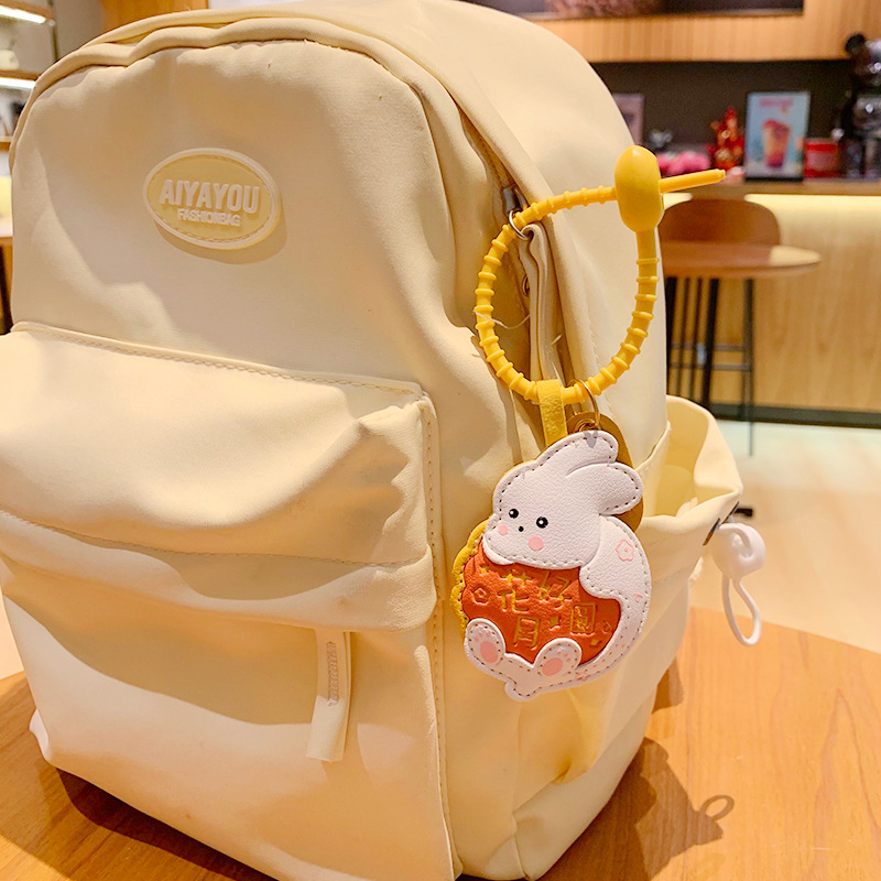 漫画中秋節革月餅ウサギキーホルダークリエイティブ月祭りかわいいスクールバッグペンダント小さなギフト卸売|undefined