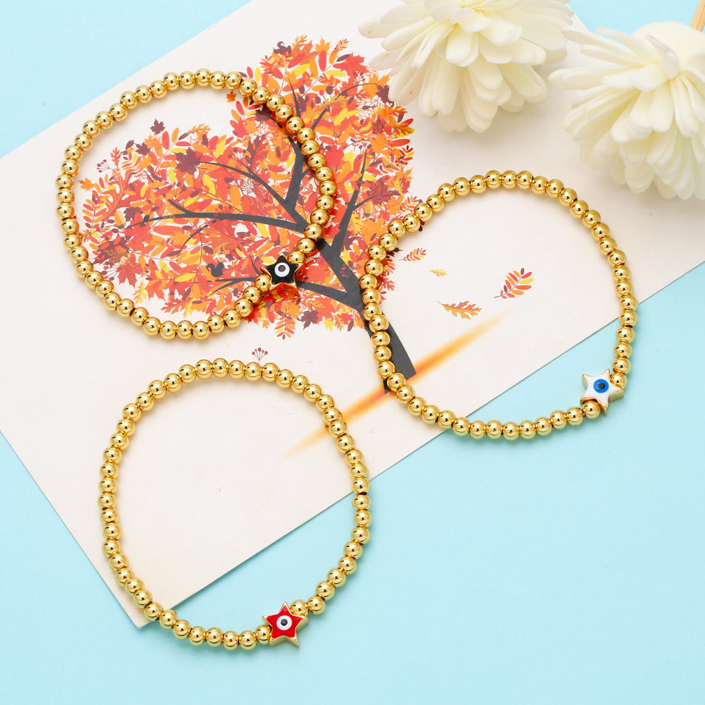 Fashion Devilu0027S Eye Copper Beaded Enamel Plating Bracelets 1 Piece