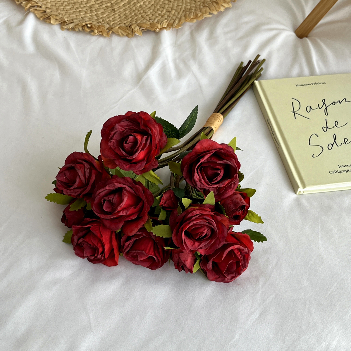 13 mano mano rosa borde de imitación ramo de flores flores secas bordes de rosa decoración de mesa de comedor de la sala de estar fotografía