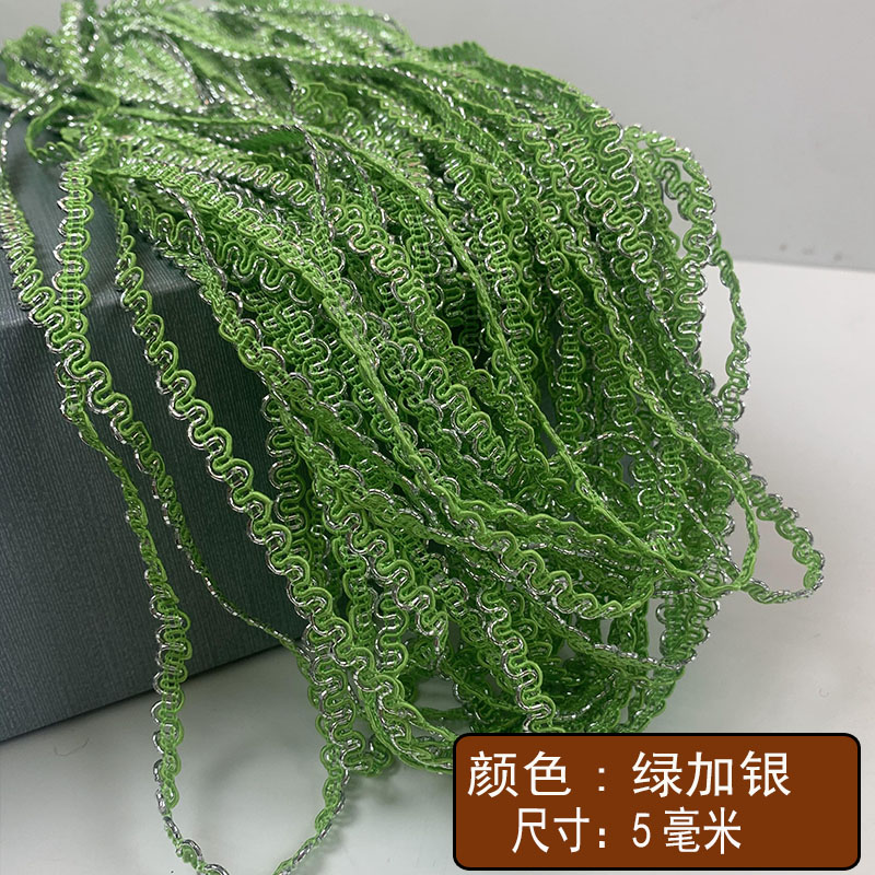 Muñeca de 25 m de encaje de hilo de oro y plata de estilo étnico de 5mm de dos colores Great Wall pequeño cinturón curvo de bricolaje accesorios de traje