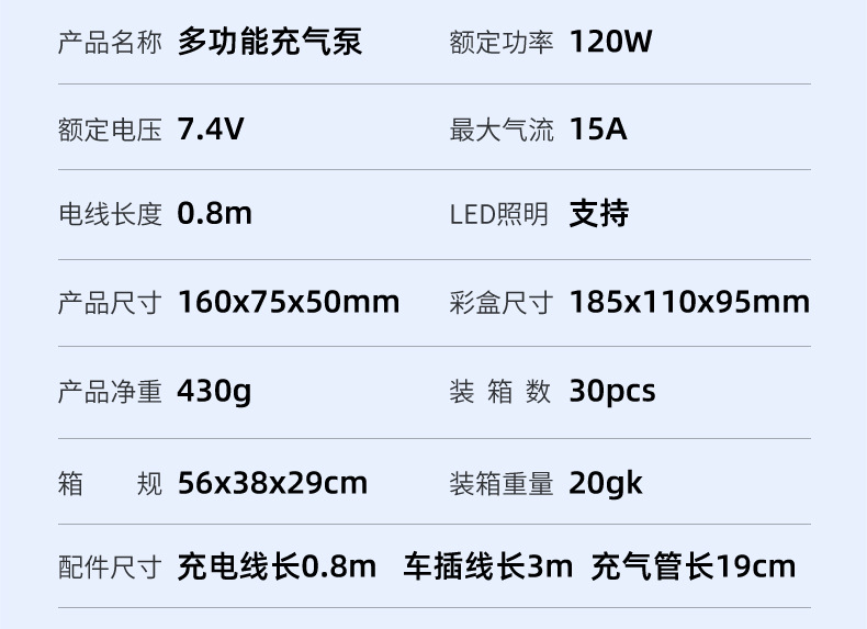 Cross-border new car wireless air pump portable car tire small air pump electric handheld inflator