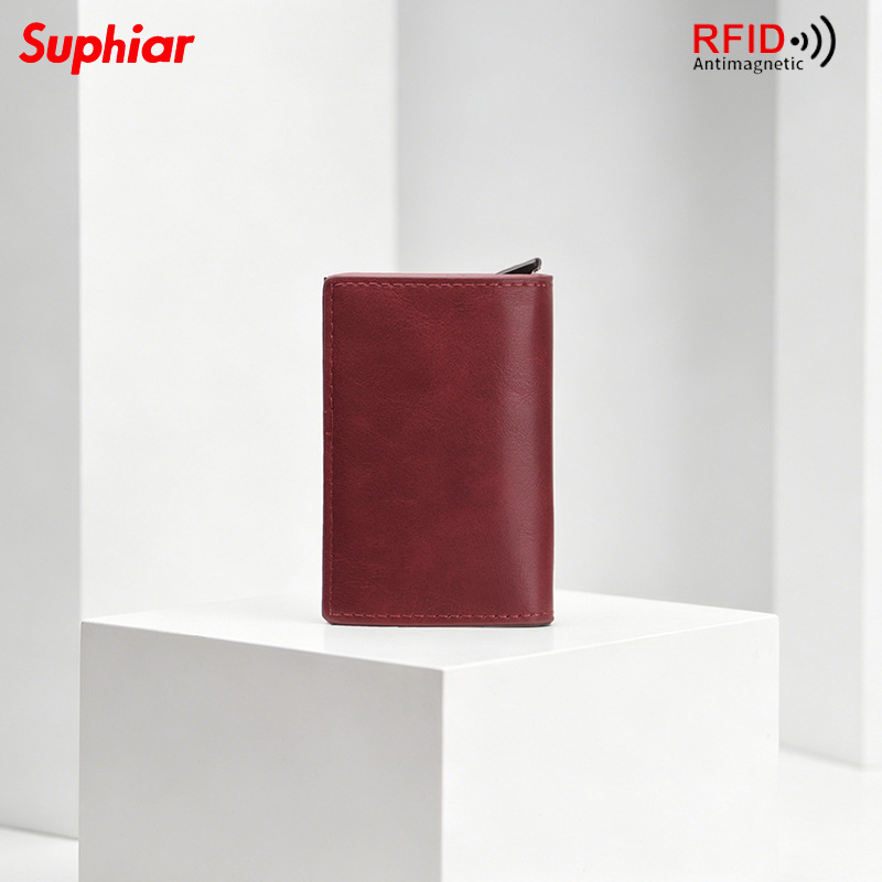 Cartera de fibra de carbono transfronteriza bolsa de tarjetas antirrobo cepillo europeo y americano cartera de hombres RFID cartera ultra delgada multi-tarjeta caja personalizada