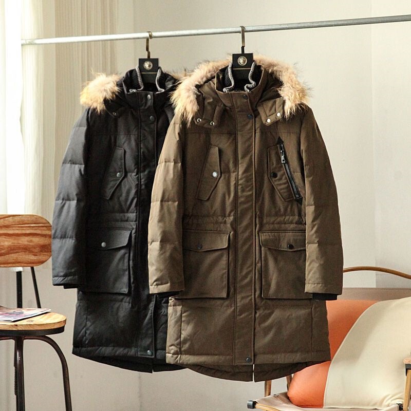 Winter New Style Raccoon Fur Collar Men's Hooded Fashion Casual Mid-Length Warm Workwear Parka down Jacket Winter New Style Raccoon Fur Collar Men's Hooded Fashion Casual Mid-Length Warm Workwear Parka down Jacket