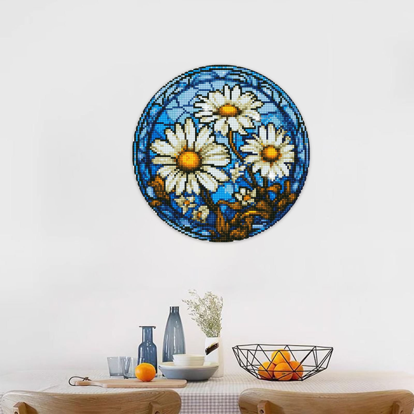 Diamante de dibujos animados flor de margarita pintura de diamante aleatoriamente pegado DIY pinturas de mampostería pegado de pared pegado de ventana hecha a mano pegado de niños diamantes redondos ventas calientes