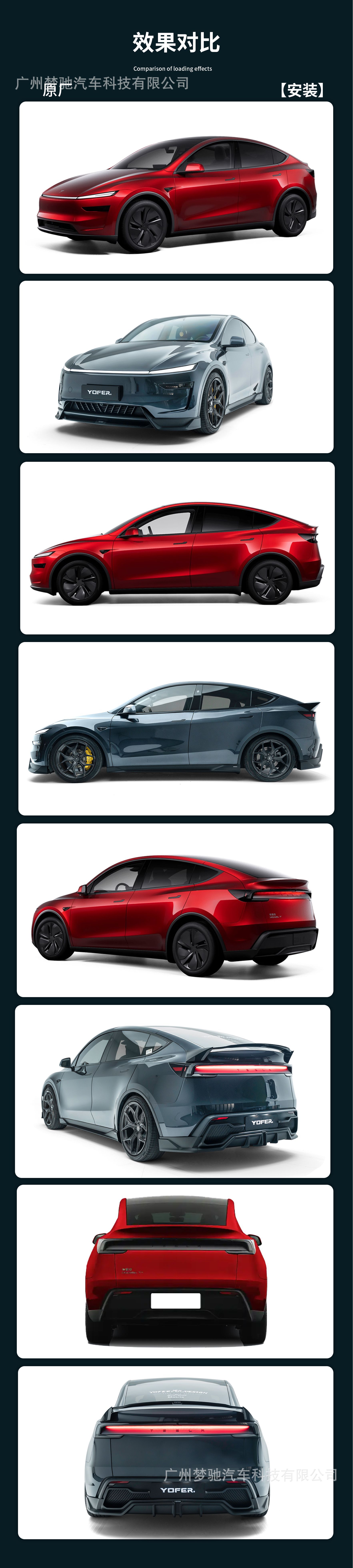 Yofer Updated Version Model Y Longyan Pro Small Body Kit: Front Bumper, Side Skirts, Rear Bumper, Rear Wing