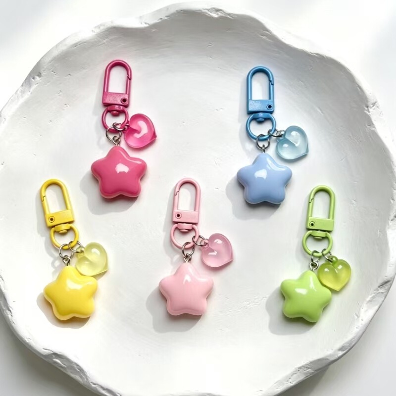 Cute chubby colorful pentagram bell keychain bag pendant small fresh decoration wholesale