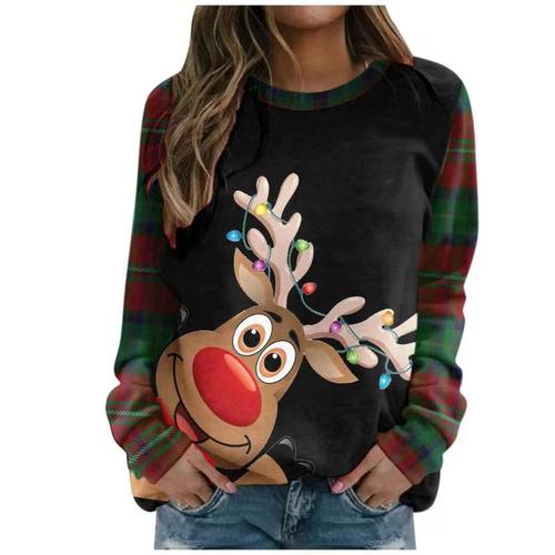 European and American Cross-Border E-commerce: Amazon AliExpress Plus-Size Christmas 3D Digital Print Women's Long-Sleeved Crewneck Sweatshirt