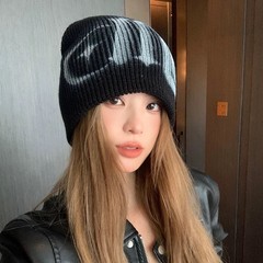 街頭風のアルファベットの山の帽子の冷たい帽子の女性の秋冬の街頭の甘いクールなギャルの欧米風のプリントのニットの毛糸の帽子