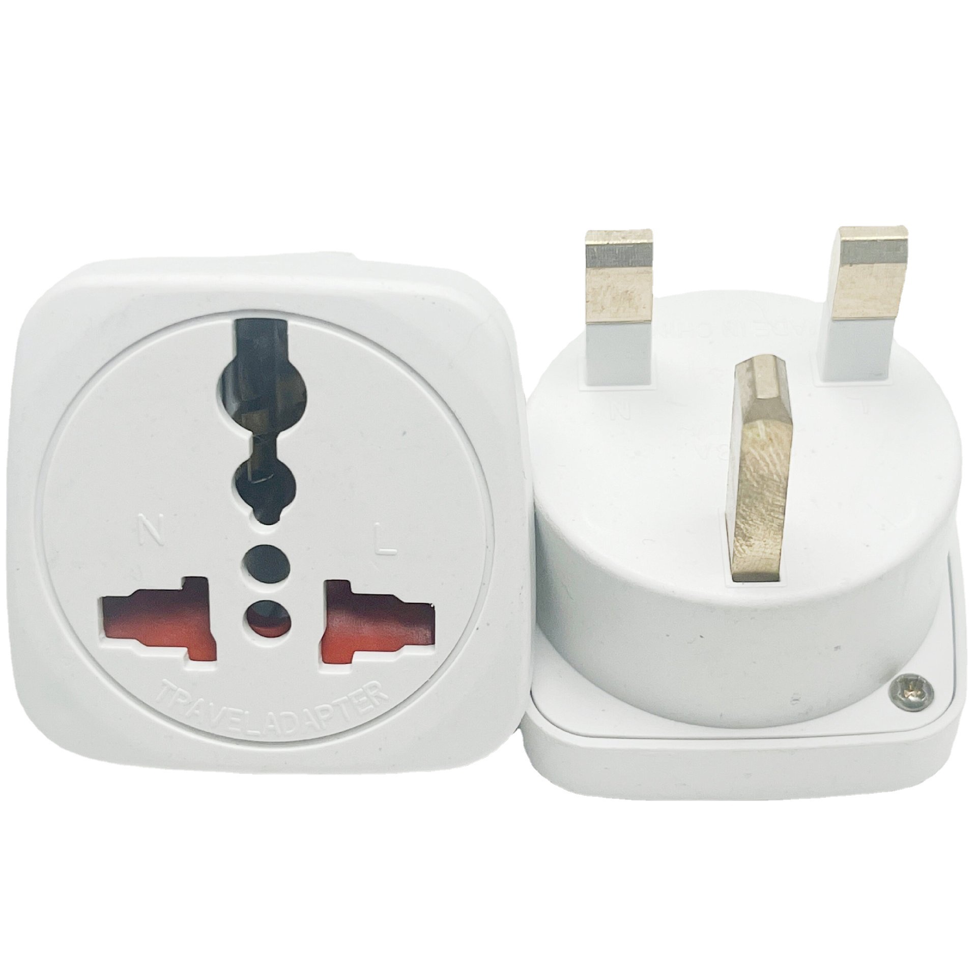 欧式塑料铜芯白色插头英标转换插座旅游多功能欧标转换器