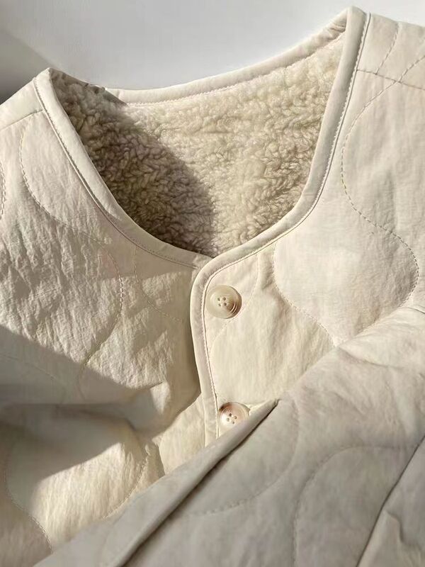 Unmun2025 New Double-Sided Lamb Wool down Cotton Vest for Women Autumn and Winter Literary Loose Sleeveless Reversible