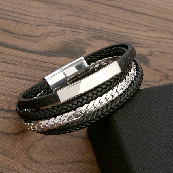 Retro fashionable woven universal bracelet stainless steel handmade