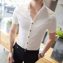 山力达迪夏季免烫男士中短袖衬衫透气休闲韩版时尚商务白衬衣