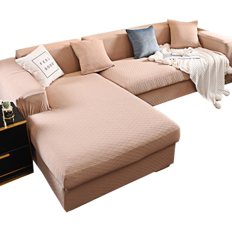 Cubresofá elástico de tela jacquard, color sólido, antideslizante - Mayorista
