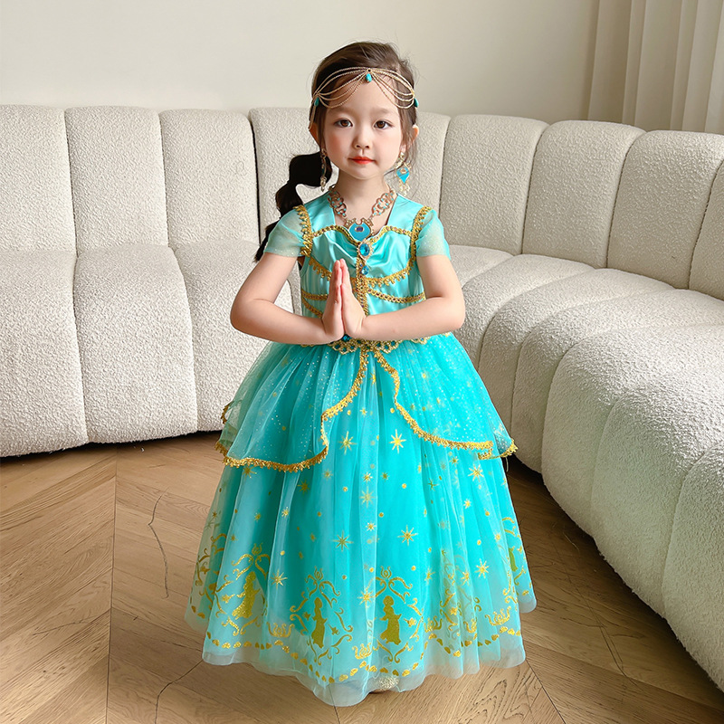 Christmas Halloween Aladdin Lantern Jasmine Princess cosplay Children's Day Dress_voghion.com