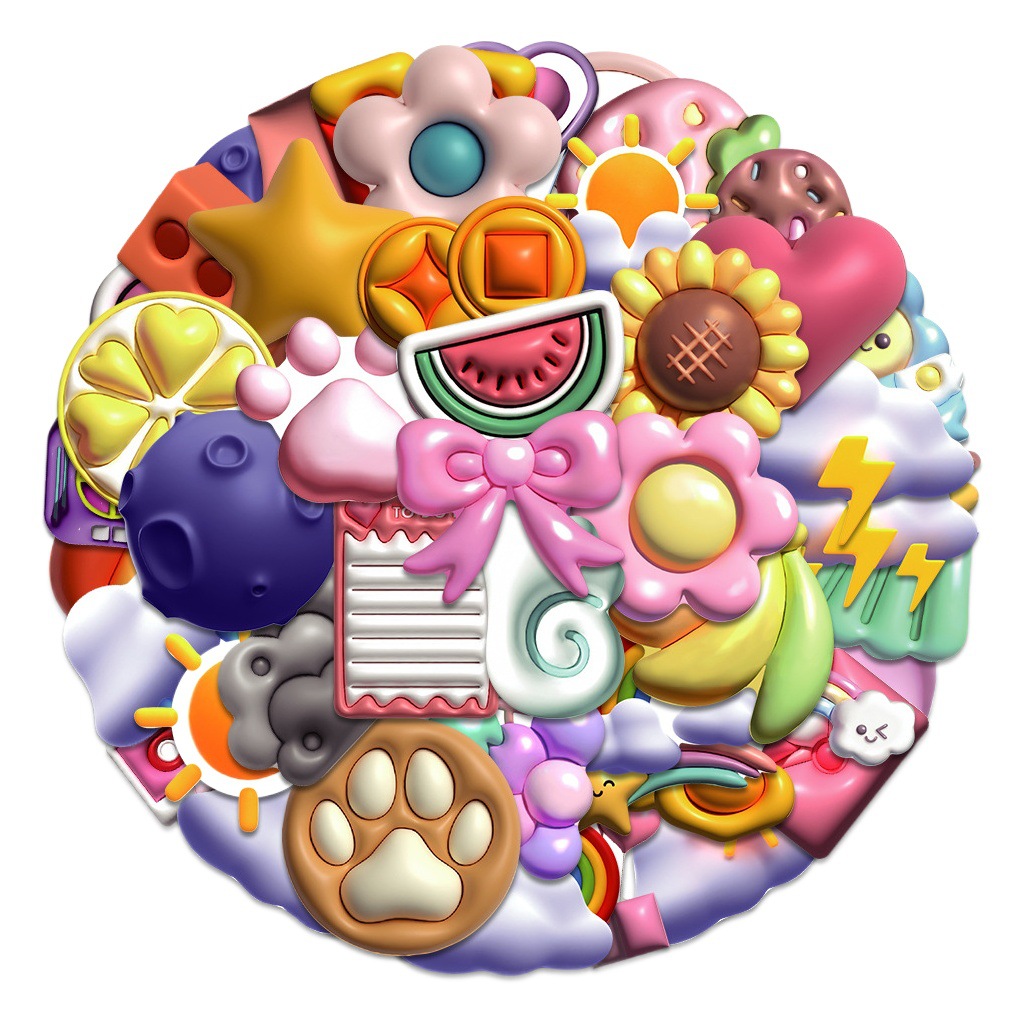 50 cute 3D expansion visual effect stickers cartoon element decorative stickers diy mobile phone shell car computer