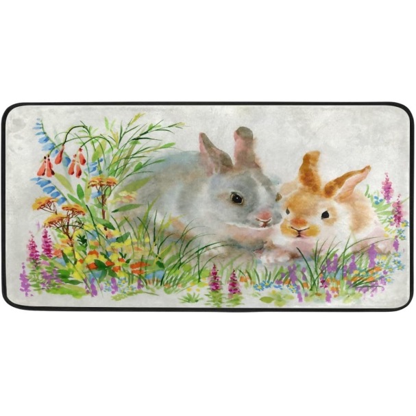 Easter Egg Crystal Velvet Floor Mat Non-slip Kitchen Door Rug_voghion.com