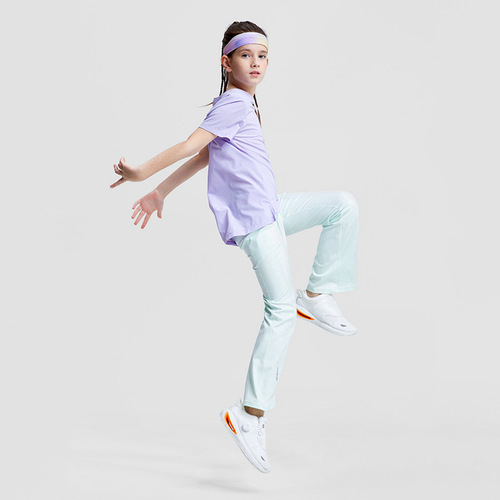 Cross-border European and American girls' children quick-drying sport T-shirt, summer new lightweight breathable yoga top short-sleeve air clothing
