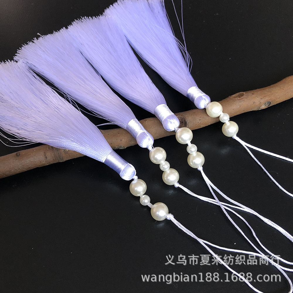 白色13cm珍珠穗子汉服旗袍童装配饰流苏压襟扇子挂穗汉服香包
