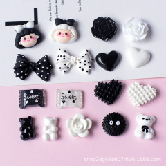 黒蝶結び樹脂ジュエリーアクセサリー子供用クリーム接着剤 diy ヘアピンヘアクリップ手作りアクセサリー材料