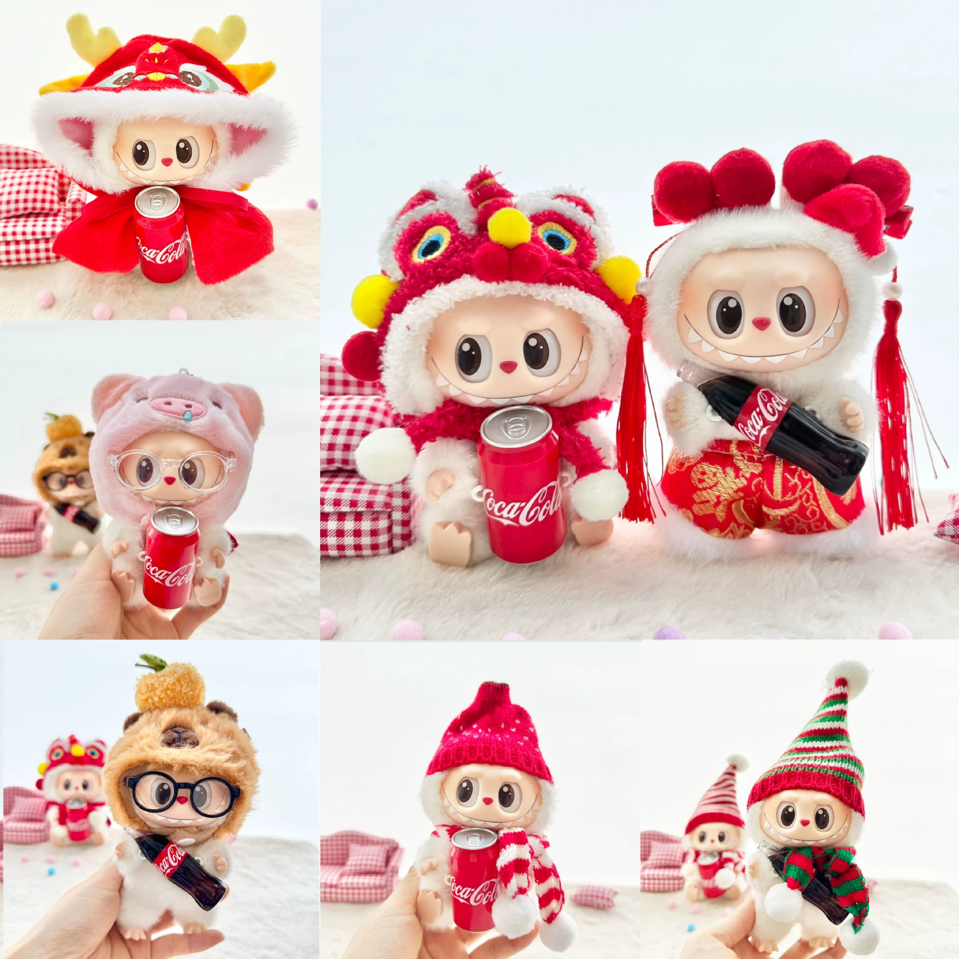 Платье одиночное] Ключи 1-го и 2-го поколения подвеска Labubu одежда Labo ткань cola счастья Новый год набор