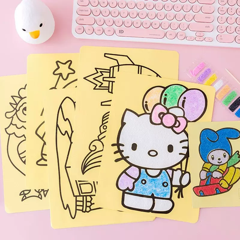 儿童沙画diy 黄底大小号手工益智儿童幼儿园创意彩沙绘玩具批发