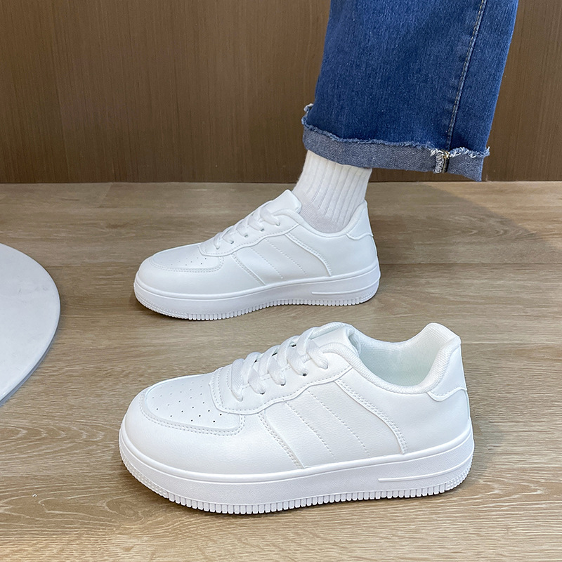 Zapatos negros de comercio exterior para mujeres 2023 nueva primavera y otoño zapatos blancos de la Fuerza Aérea N ° 1 zapatillas casuales de cuero zapatos de plataforma de todo el Partido