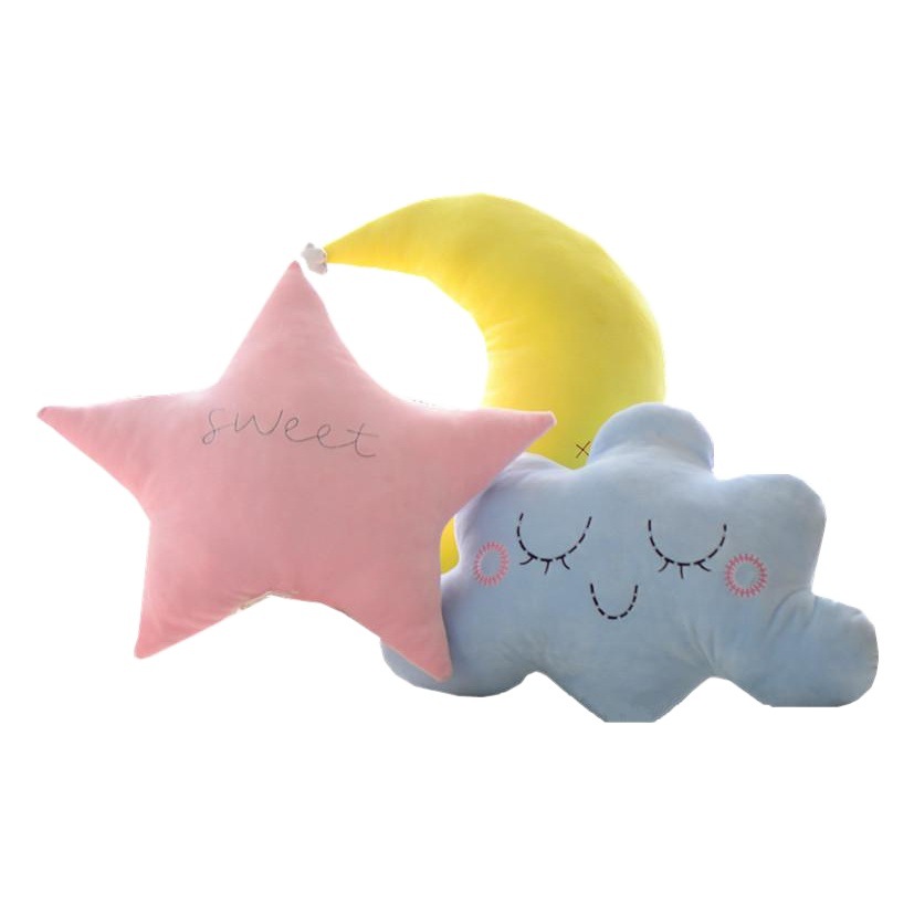 Estrella Luna super suave algodón almohada cojín de peluche cara sonriente nube sofá Sala decoración la ventana al por mayor