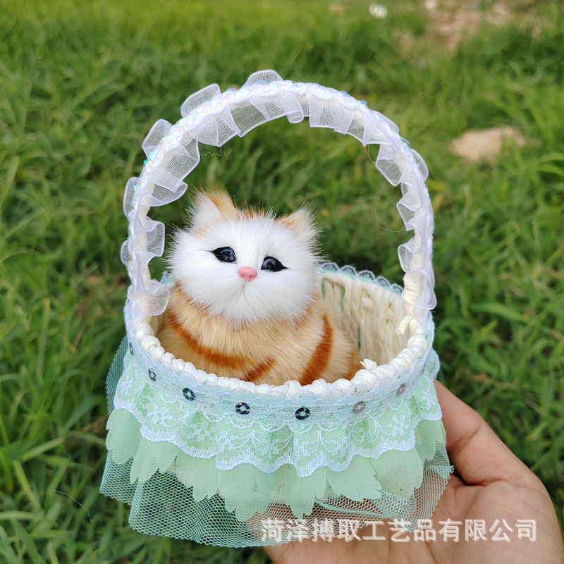 猫のレースを模倣したバスケットと呼ばれます。猫の誕生日プレゼント工芸品の置物は動物の模型レースを模倣します。|undefined