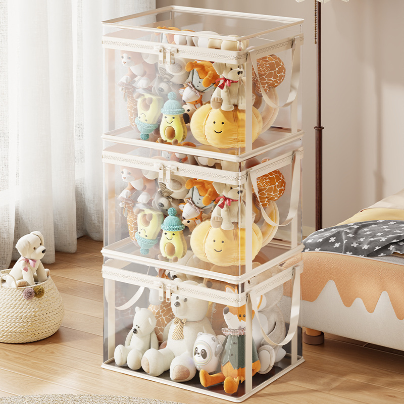 Cilindro Organizador de Juguetes de Peluche de Plástico y Tela, Transparente, Gran Capacidad, para Muñecas