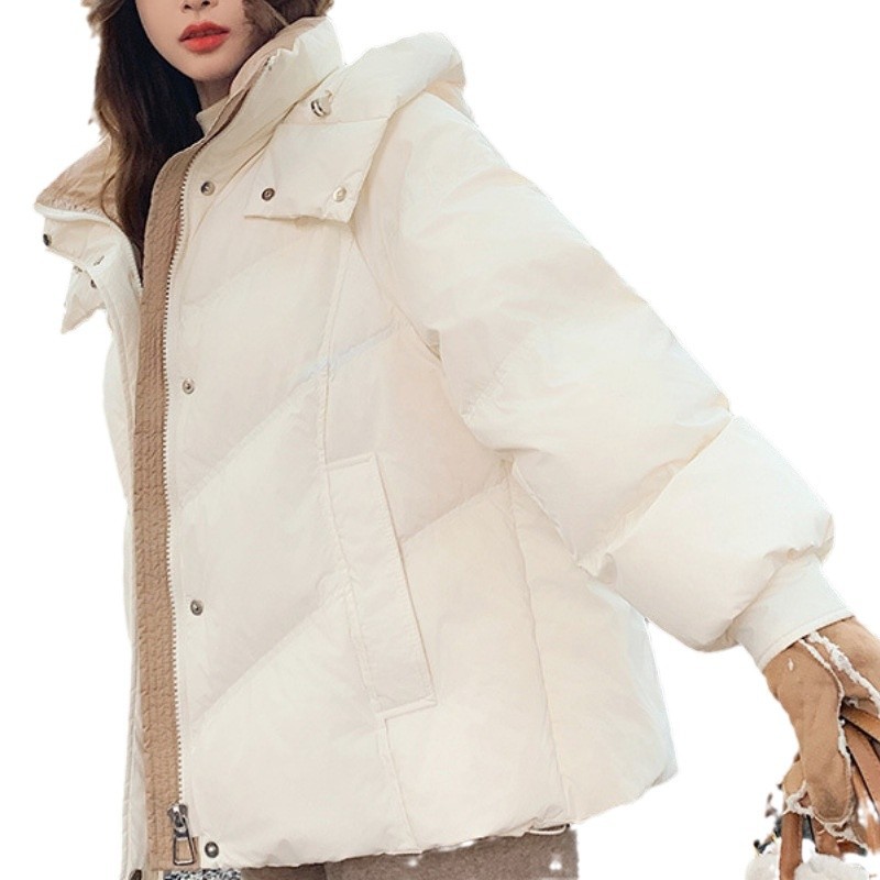 白霊爾高級ダウンジャケット レディース 冬 2025年新作 小柄さん向け ショート丈 厚手 ホワイトダックダウン 人気コート