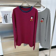 韩系条纹长袖T恤女2025宽松休闲中长款上衣女打底衫女潮条纹t上衣