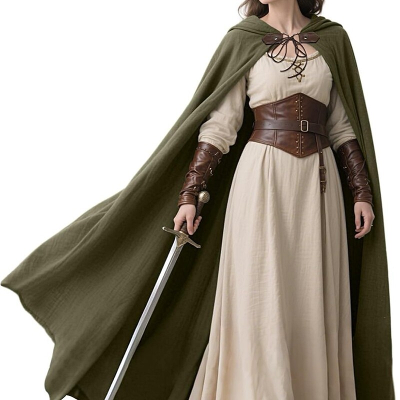 Medieval Ranger Cloak - Linen 6 Color Options Medieval Shawl Cloak Hooded Cape Halloween