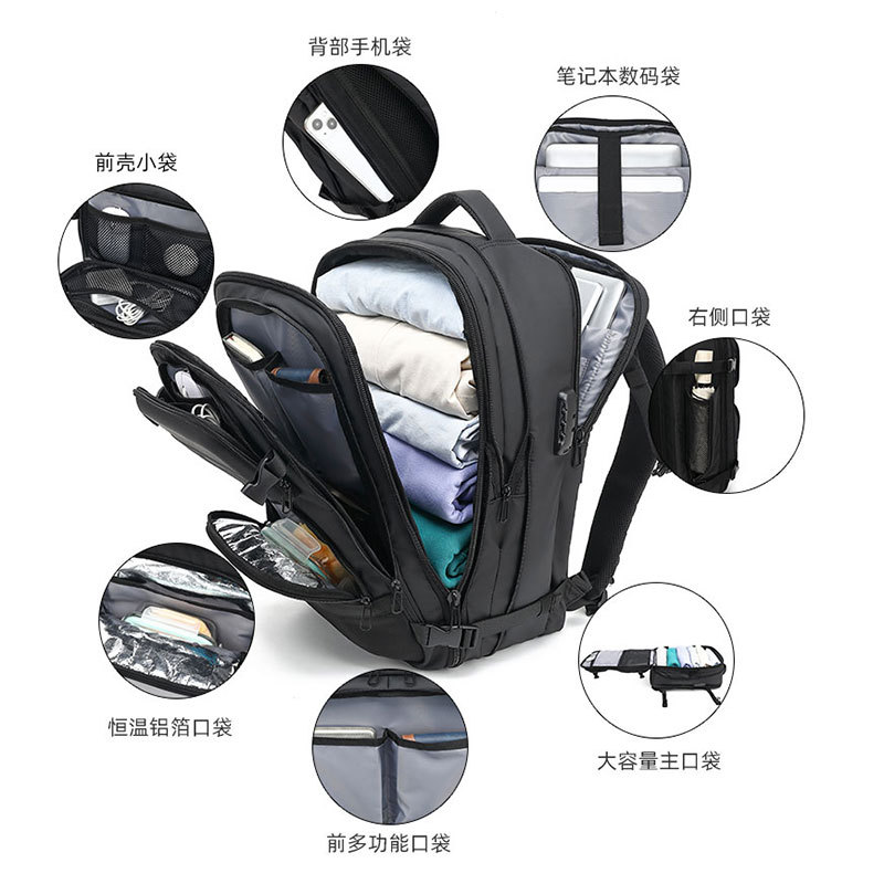 Venta al por mayor de mochilas de viaje de ocio multifuncionales de gran capacidad con nuevos bolsos masculinos en primavera de 2025