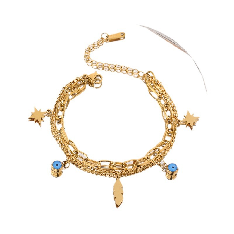 Transfronterizo al por mayor AliExpress nuevo ojo 2023 pulsera de acero inoxidable chapado en oro 18K fabricante de joyas
