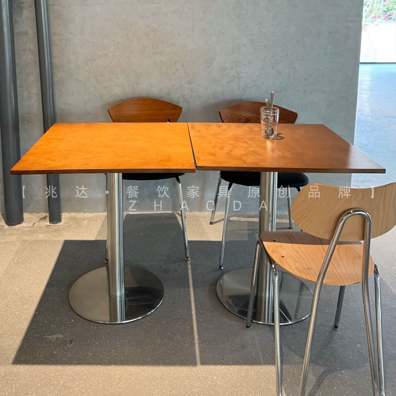 工业风蛋糕店桌椅网红咖啡店中古餐桌椅子轻奢古典纳帕皮软包椅子|undefined