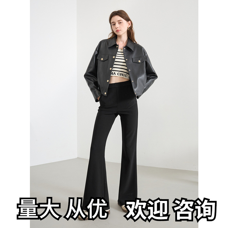 Micro-Flared Flared Pants for Women's Outer Wear Leggings 2023 New Spring & Fall High-Waisted Hip-Lifting Elastic Slim Barbie Casual Pants