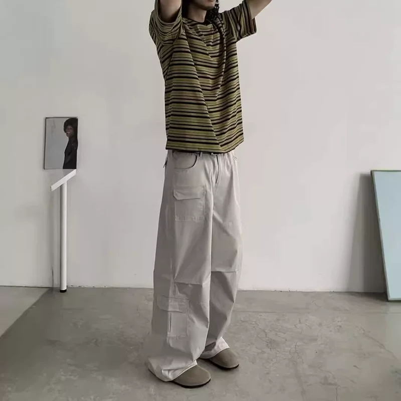 Летние тонкие брюки свободного кроя, oversize, корейский стиль, свободный силуэт