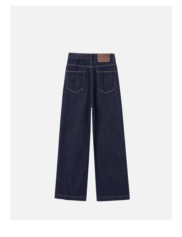 Quần jean nữ ống đứng cạp cao dáng suông ống rộng, chất denim dày, có bản lót lông cừu — Denim Blue-Small (dưới 158cm), Ningdan màu xanh kéo dài (trên 164cm), Quần denim màu xanh (dưới 163), Ning Dan Blue Extended (Lót lông cừu, cao 164cm+) chi tiết 4