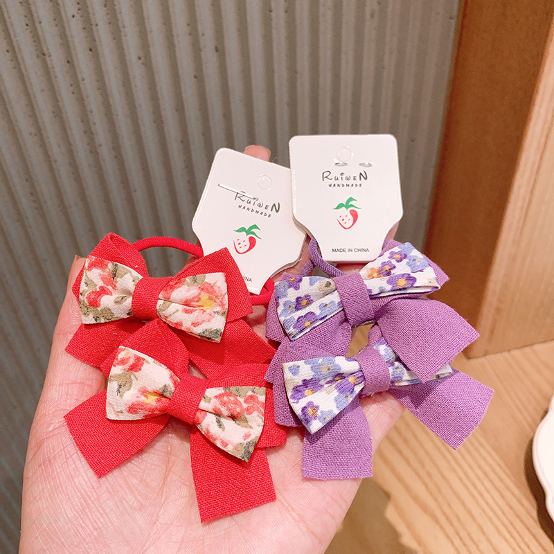 Nihaojewelry Korean Floral Fabric Bow Children's Hair Rope Wholesale Jewelry display picture 4