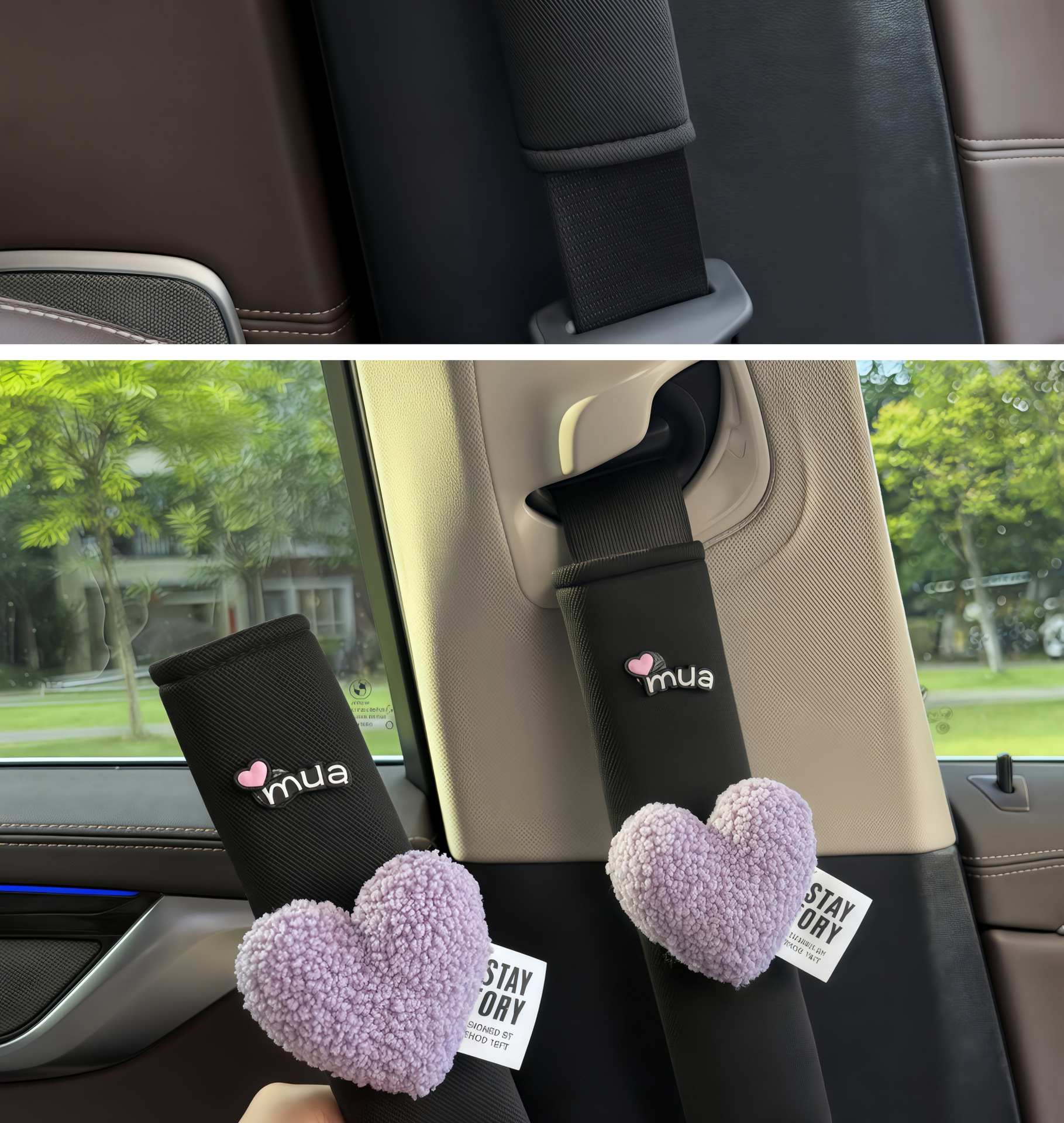 Seat Belt Shoulder Protector, Soft Anti-Wear Clothing, Breathable Anti-Strangle Shoulder Safety Belt Protective Cover, Universal Car Heart Decoration