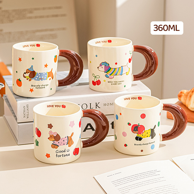 ソーセージ犬シリーズマグカップ女子かわいい家庭用コップ新2025コーヒー朝食カップ陶磁器カップ|undefined
