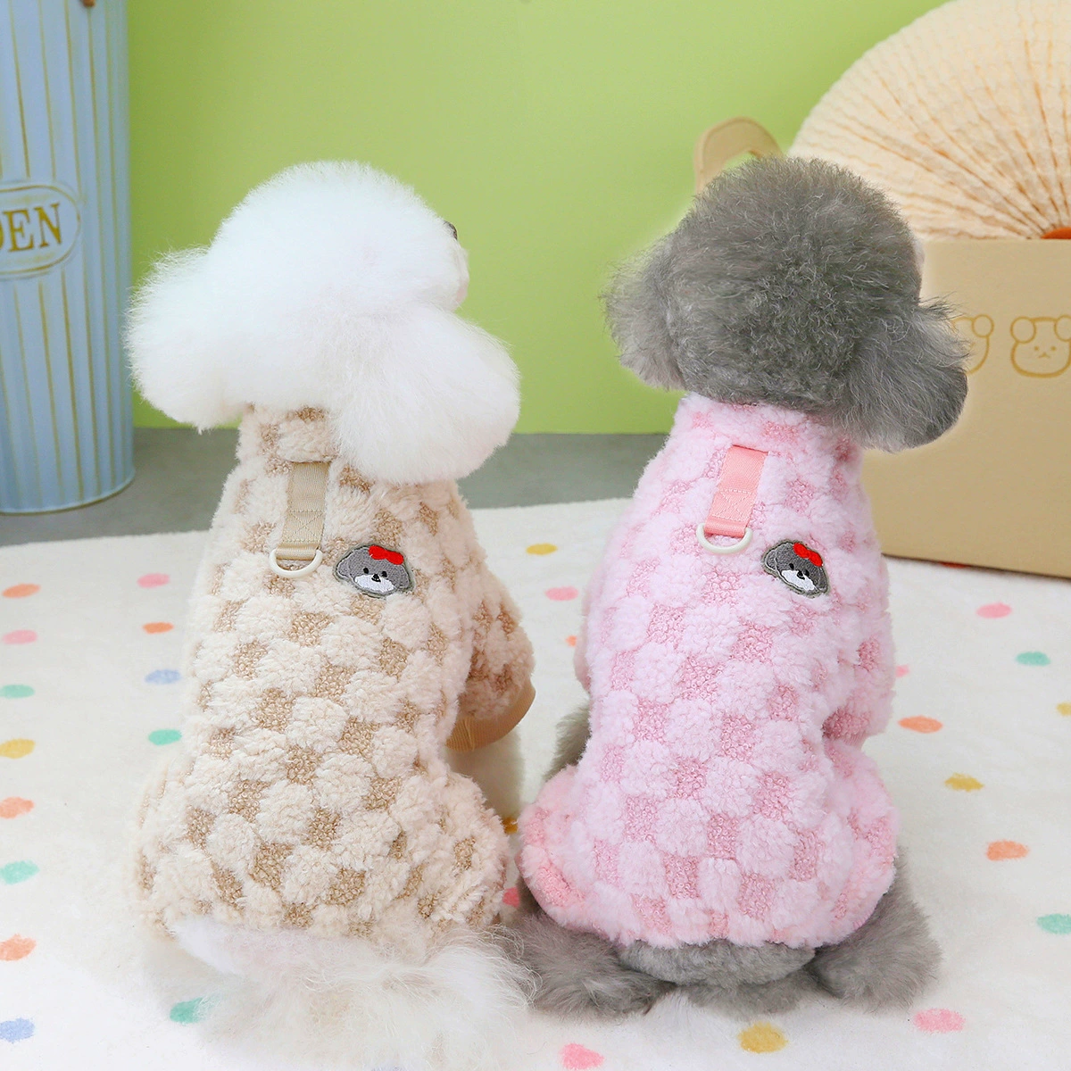 Одежда для собак домашних животных, домашняя четвероногая флисовая одежда для собак, осенне-зимняя одежда, новый 23 маленьких квадратных четвероногих флиса