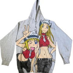 欧米の外国貿易アニメ漫画のプリントファスナーの長袖の頭と帽子の服のレトロなコートの街頭の潮流