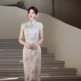 新中式旗袍改良年轻款高端气质高级感少女连衣裙女夏白色素雅刺绣