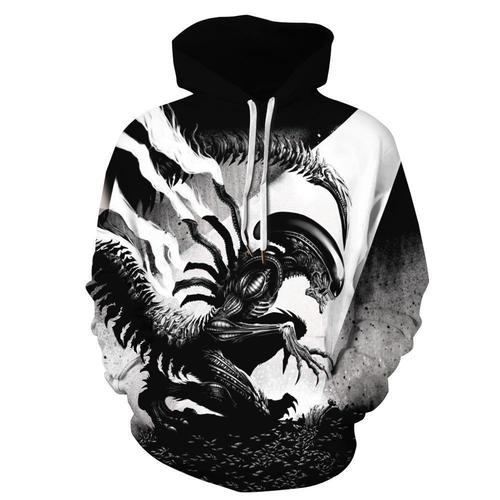 【S-3XL】European and American 3D Digital Printing Hooded Sweatshirt Autumn/Winter New Men's Jacket