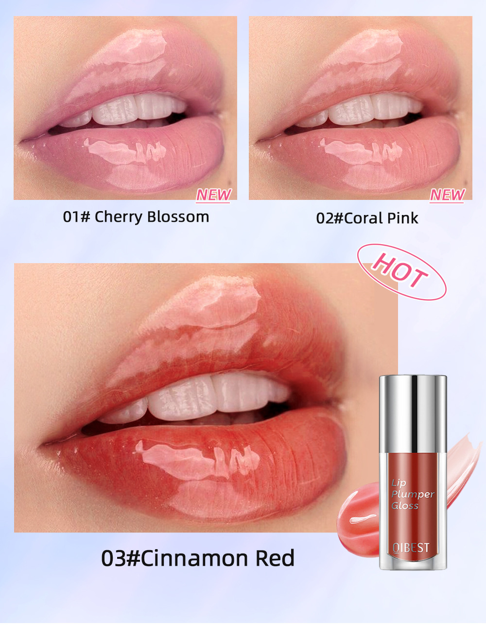 QIBEST Cross-border best-selling Lip Oil, long-lasting hydration, moisturizing, nourishing, reducing lip lines, Lip gloss, lip gloss, and chubby lip set undefined